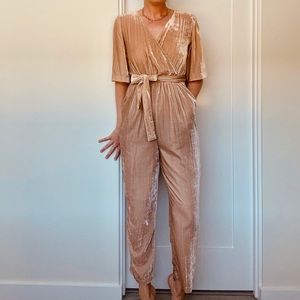 Anthropologie crushed velvet jumpsuit